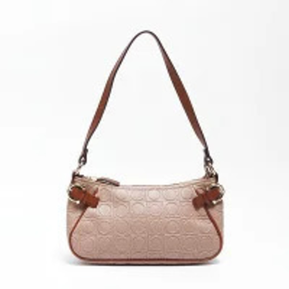 Salvatore Ferragamo Leather Beige Handbag Gancini Logo